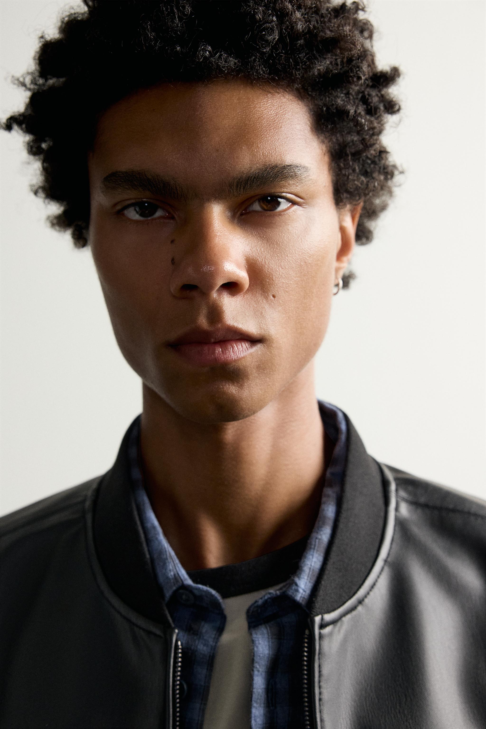 FAUX LEATHER BOMBER JACKET